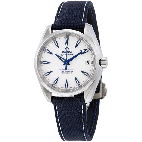 omega watch blue and white|omega blue dial watch.